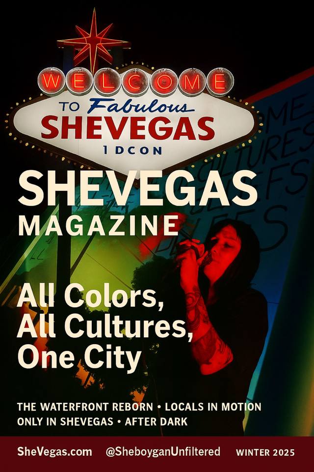 SHEVEGAS MAGAZINE cover — 'All Colors, All Cultures, One City' (Mike's design)
