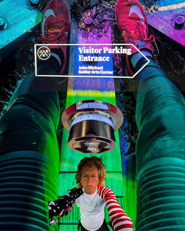 kaleidoscope selfie at the John Michael Kohler Arts Center visitor parking