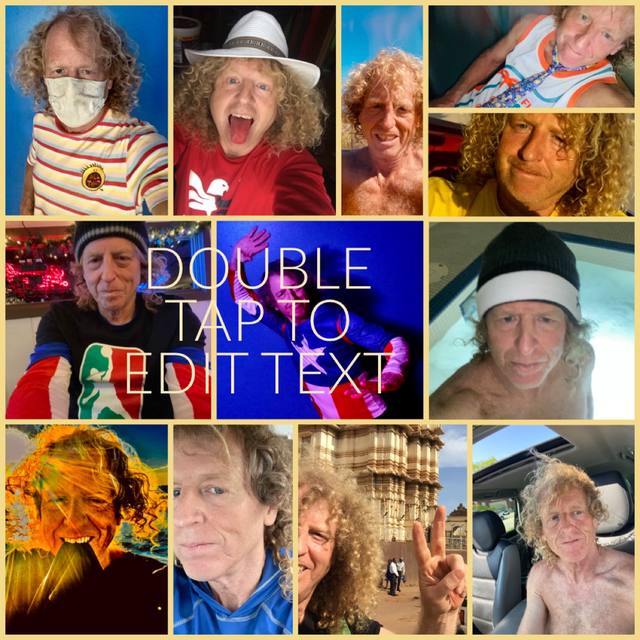 12-panel Mike selfie grid ("DOUBLE TAP TO EDIT TEXT"