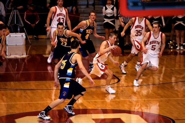 South fast break, North 23 and North 4 in pursuit